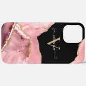 Rose Gold Agate Glitzer Monogram Case-Mate iPhone Hülle (Hinten (horizontal))
