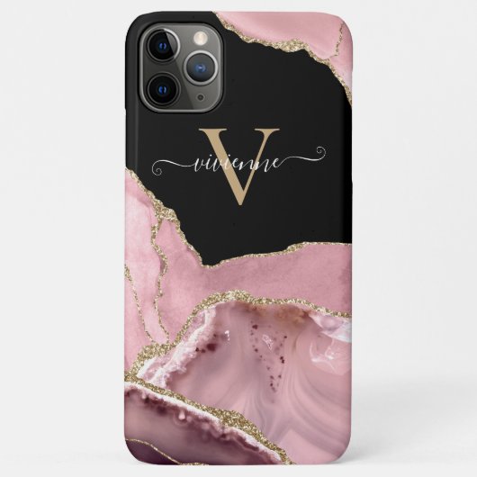 Rose Gold Agate Glitzer Monogram Case-Mate iPhone Hülle (Rückseite)
