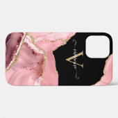 Rose Gold Agate Glitzer Monogram Case-Mate iPhone Hülle (Rückseite (Horizontal))