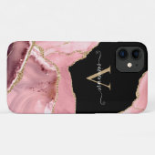 Rose Gold Agate Glitzer Monogram Case-Mate iPhone Hülle (Rückseite (Horizontal))
