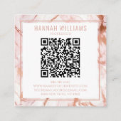 Rose Gold Agate QR Code Girly Trendy Quadratische Visitenkarte (Rückseite)