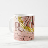 Rose Gold Agate & Wassertropfen |Goldblende Monogr Kaffeetasse (Vorderseite Links)