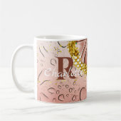 Rose Gold Agate & Wassertropfen |Goldblende Monogr Kaffeetasse (Links)