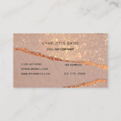 Rose Gold Age Glitzer Marmor Monogramm Initialen Visitenkarte (Rückseite)