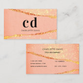Rose Gold Age Glitzer Marmor Monogramm Initialen Visitenkarte (Vorne/Hinten)