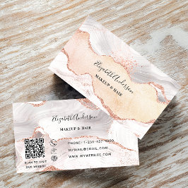 Rose Gold Age Marmor QR-Code elegant Visitenkarte