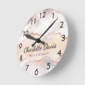 Rose Gold Age Marmormarkt Runde Wanduhr (Winkel)