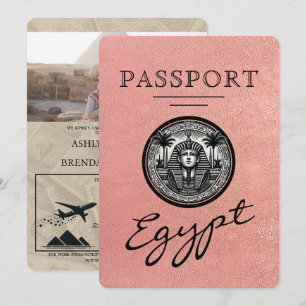 Rose Gold Ägypten Reisepass Hochzeitseinladung Einladung