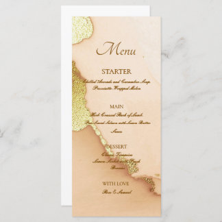 Rose Gold Alcohol Ink Elegant Flat Menu Menükarte