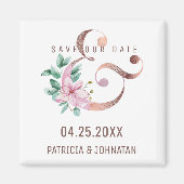 Rose Gold Ampere und Blumenhochzeit speichern das Magnet (Vorne)