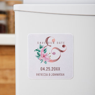Rose Gold Ampere und Blumenhochzeit speichern das  Magnet