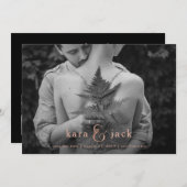 Rose Gold Ampersand | Vier Fotos Save the Date Einladung (Vorne/Hinten)