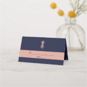 Rose Gold Ananas DIY Navy Blue Platzkarte (Vorderseite)