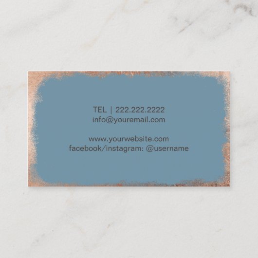 Rose Gold Ananas Dusty Blue Event Planning Visitenkarte (Rückseite)