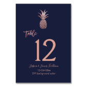 Rose Gold Ananas Hochzeit Tischnummer (Vorderseite)