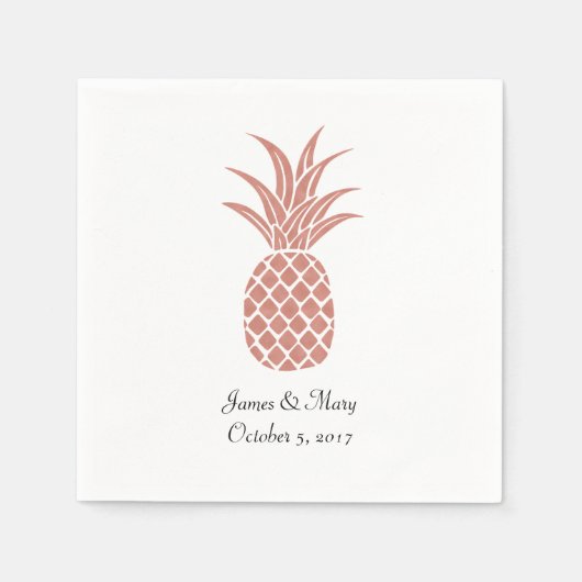 Rose Gold Ananas Hochzeitscocktail Napkins Serviette (Vorderseite)