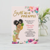 Rose Gold Ananas Kinderdusche Einladung (Stehend Vorderseite)
