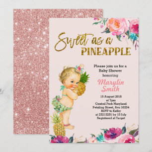 Rose Gold Ananas Kinderdusche Einladung