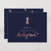 Rose Gold Ananas sind meine Bridesmaid Card Save The Date (Vorne/Hinten)