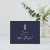 Rose Gold Ananas sind meine Trauzeugin Card Save The Date (Stehend Vorderseite)