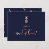 Rose Gold Ananas sind meine Trauzeugin Card Save The Date (Vorne/Hinten)
