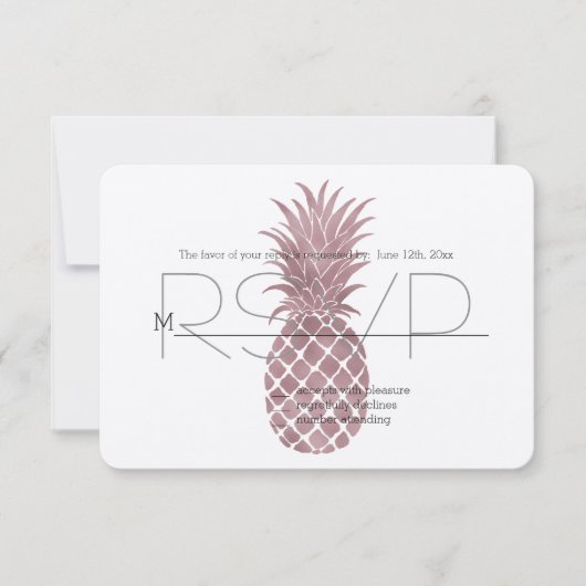 Rose Gold Ananas UAWG RSVP Karte (Vorderseite)