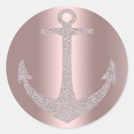 Rose Gold Anchor Nautical Glam Geburtstagsparty Runder Aufkleber