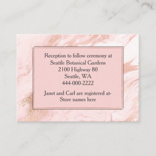 Rose Gold and Blush Wedding Information Card Begleitkarte (Vorderseite)