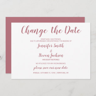 Rose Gold Änderung von Terminplänen aufgeschoben H Einladung