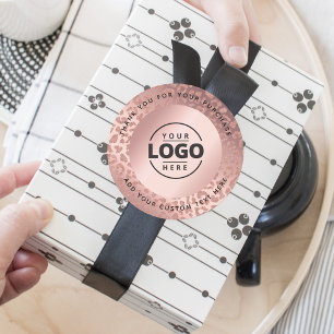 Rose Gold Animal Print Danke Logo Runder Aufkleber