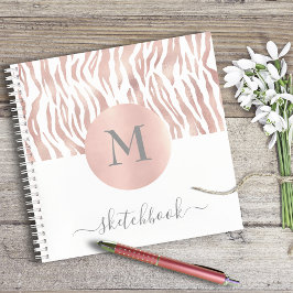 Rose Gold Animal Print Glam Monogram Sketchbook Notizblock