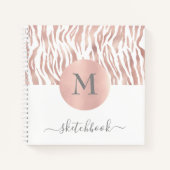 Rose Gold Animal Print Glam Monogram Sketchbook Notizblock (Vorderseite)