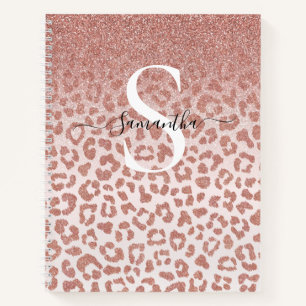 Rose Gold Animal Print Glittery Gradient Notebook Notizblock