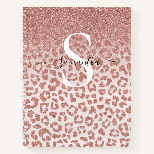 Rose Gold Animal Print Glittery Gradient Notebook Notizblock (Vorderseite)