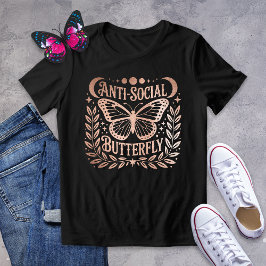 Rose Gold Anti-Social Butterfly Celestial Graphic Tri-Blend Shirt