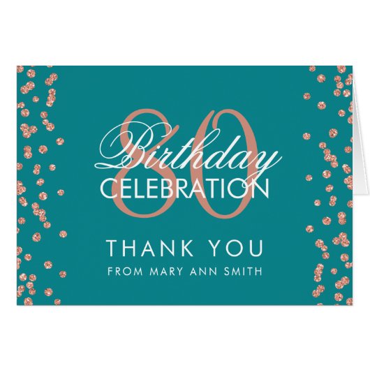 Rose Gold Aquamarin 80. Geburtstag Vielen Dank Gli (Vorderseite (Horizontal))