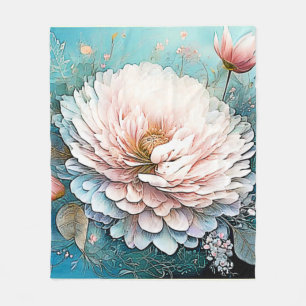 Rose Gold Aquamarin Bloom Art Fleecedecke