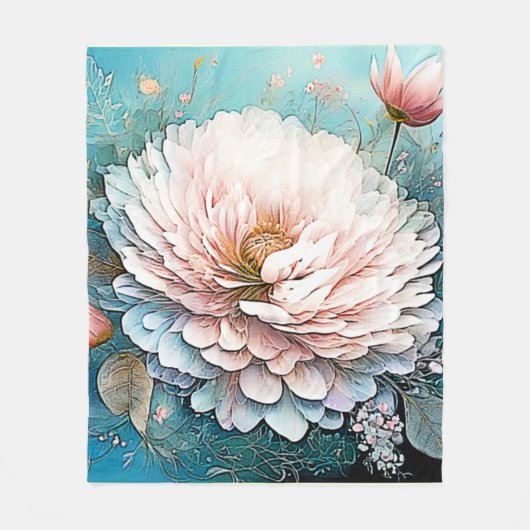 Rose Gold Aquamarin Bloom Art Fleecedecke (Vorderseite)
