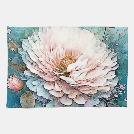 Rose Gold Aquamarin Bloom Art Geschirrtuch (Horizontal)