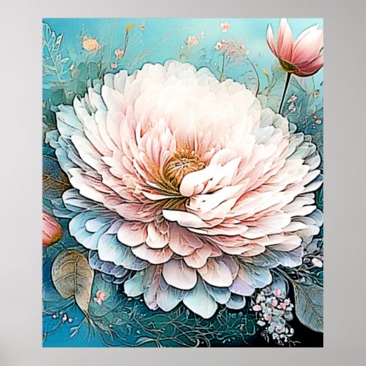 Rose Gold Aquamarin Bloom Art Poster (Vorne)
