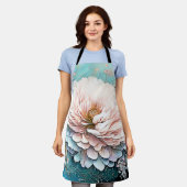 Rose Gold Aquamarin Bloom Art Schürze (Getragen)