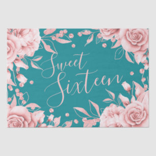 Rose Gold Aquamarin Sweet 16 Geburtstagsparty Flor Seidenpapier