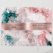 Rose Gold aquamarine Aquarellservice-Menübroschüre (Vorderseite)