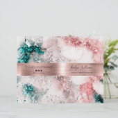 Rose Gold aquamarine Aquarellservice-Menübroschüre (Stehend Vorderseite)