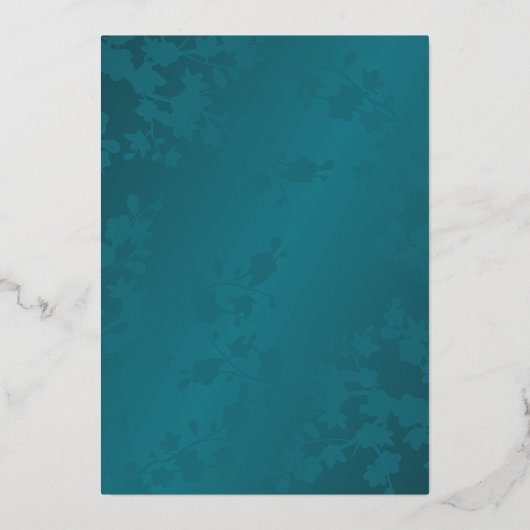 Rose Gold Aquamarine Blumenhochzeit Folieneinladung (Rückseite)