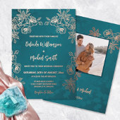 Rose Gold Aquamarine Blumenhochzeit Folieneinladung