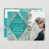 Rose Gold Aquamariner grüner Marmor Diamant Rett D Ankündigungspostkarte (Vorne/Hinten)