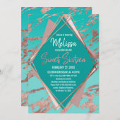 Rose Gold Aquamariner grüner Marmor Diamant Sweet Einladung (Vorne/Hinten)