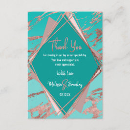 Rose Gold Aquamariner grüner Marmor Diamond Vielen Dankeskarte