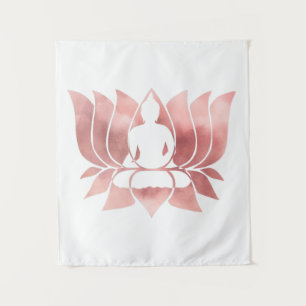 Rose Gold Aquarell Textur Buddha Meditation Zen Wandteppich